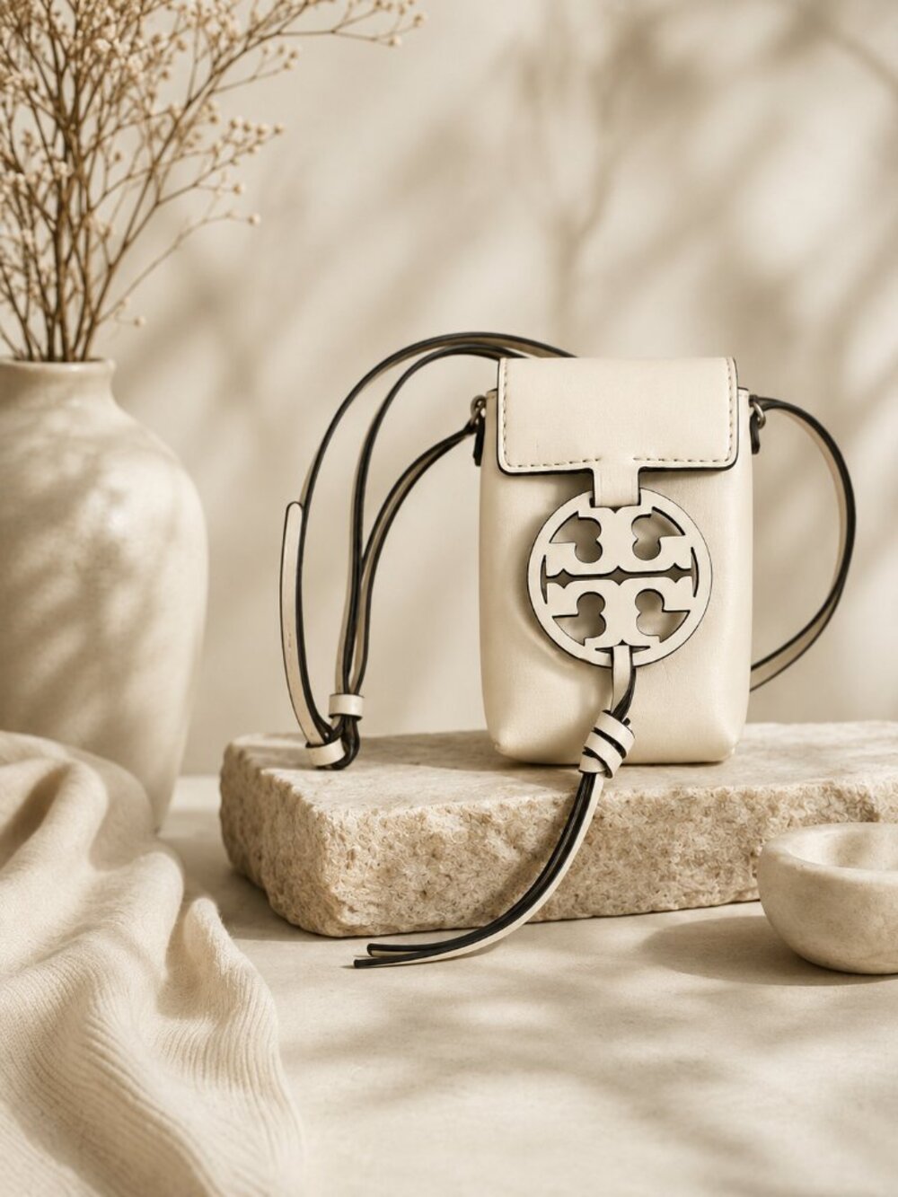 Tory Burch Cream Leather Nano LogoCrossbody